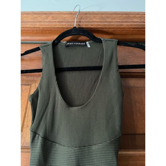 NWOT Naked Wardrobe Women's Snatched AF Sleeveless Romper Olive Green Size S - Picture 3 of 10